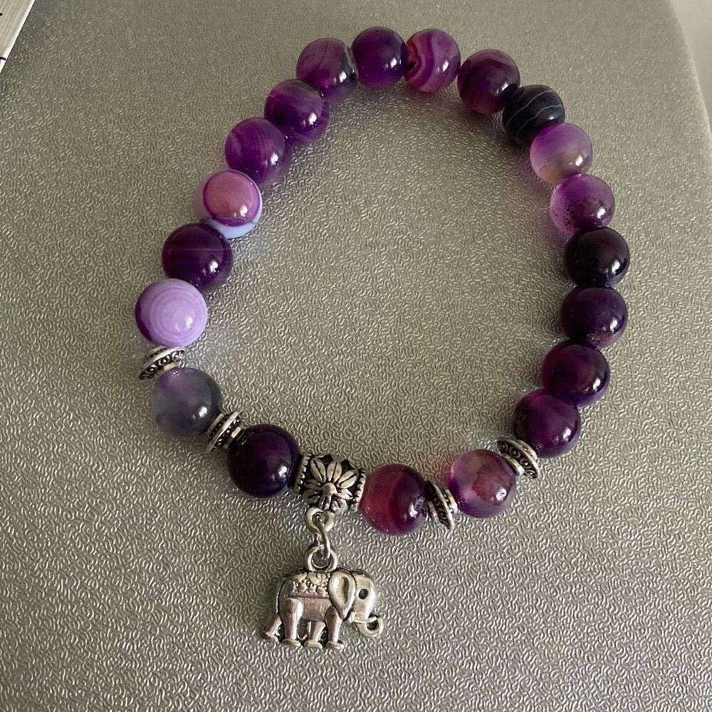 Gem stone elephant beaded bracelet